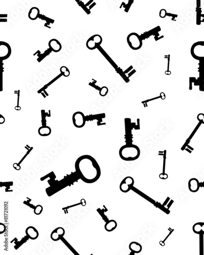 Seamless pattern with old keys on a white background, vector