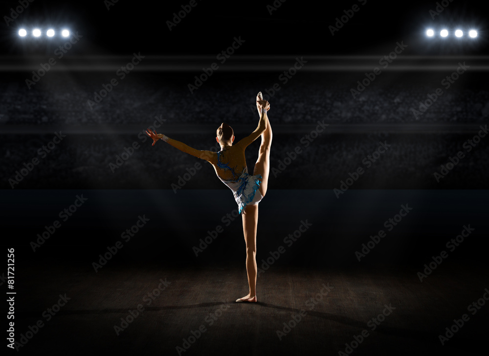 Young girl engaged art gymnastic Young girl engaged art gymnastic