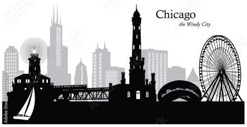 Vector illustration of the Chicago skyline / cityscape