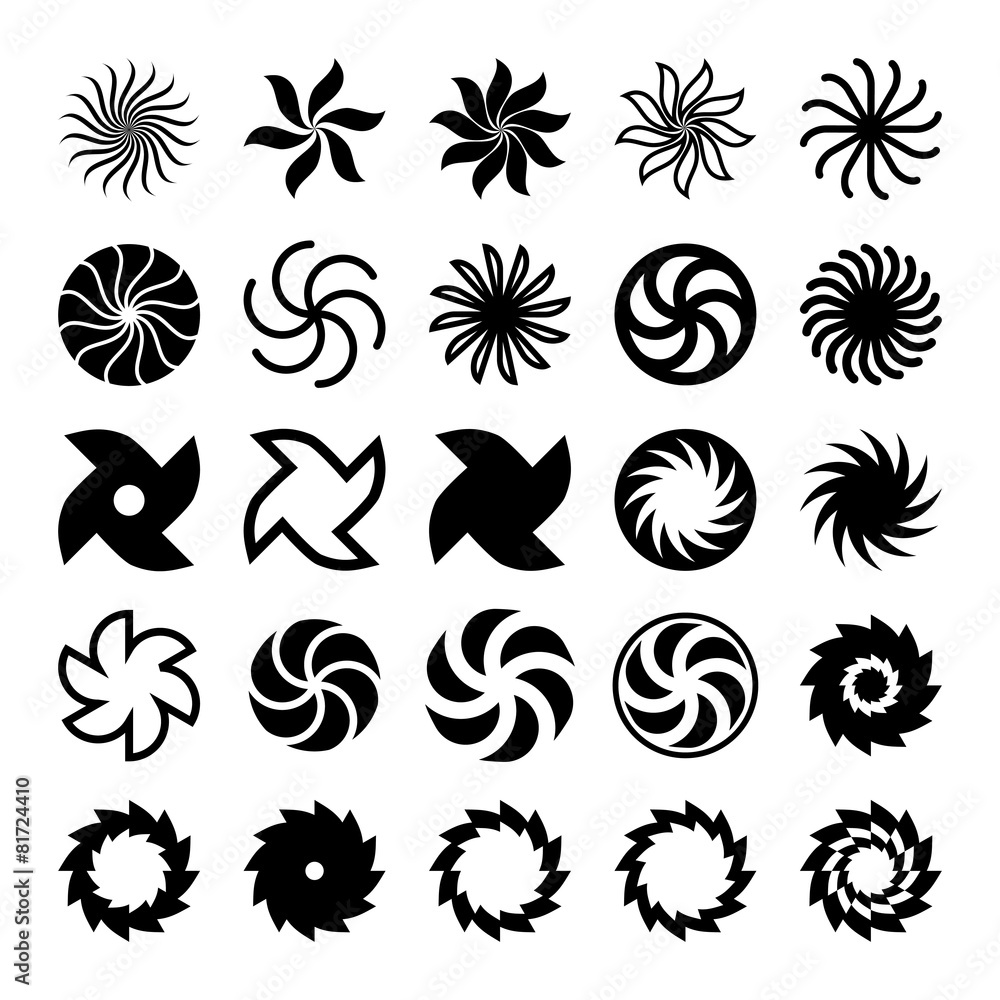 Rotary star patterns - stock vector Rotary star patterns - stock vector
