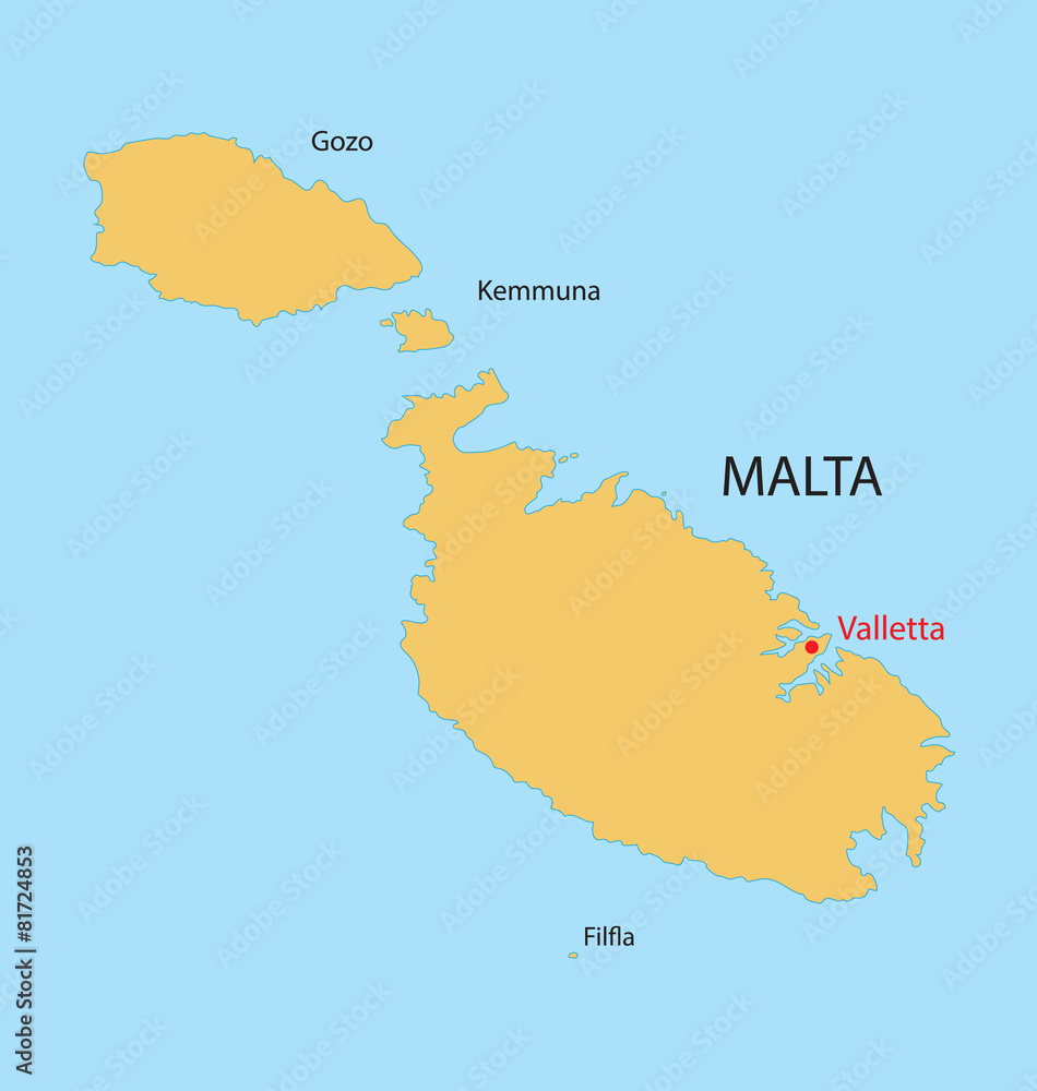 Fototapeta premium yellow map of Malta