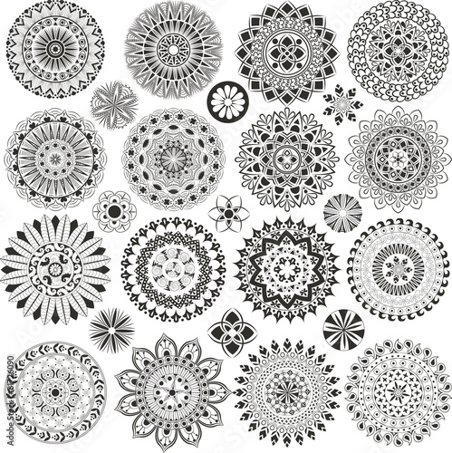 Big set of mandalas and flowers