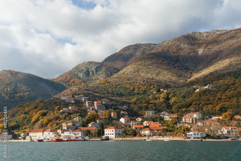Montenegro. View of Kamenari town from the sea