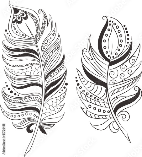 Feathers in tribal style.