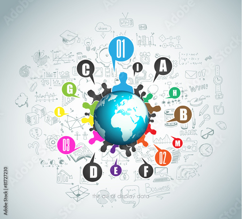 Flat Style Concept for Social Media, Agenda and marketing