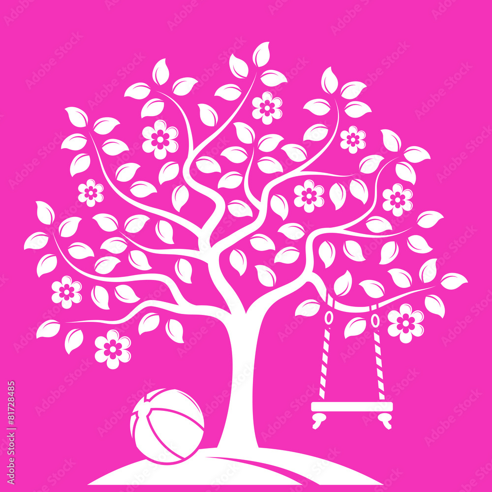 flowering tree with swing and ball flowering tree with swing and ball