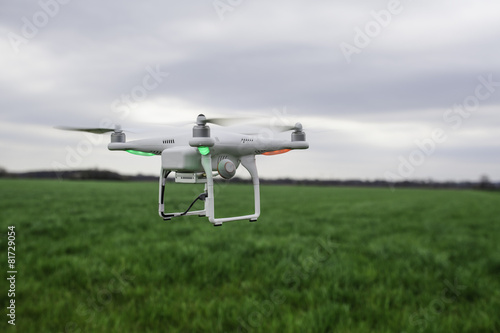 Flying Drone over a field