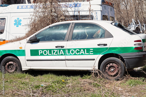 Crashed italian police car