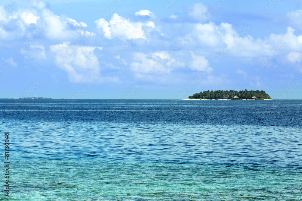 View of beautiful blue ocean water and island