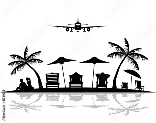 Strand mit Flugzeug