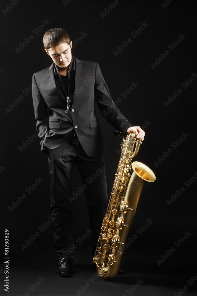Naklejka premium Jazz man Saxophone Player