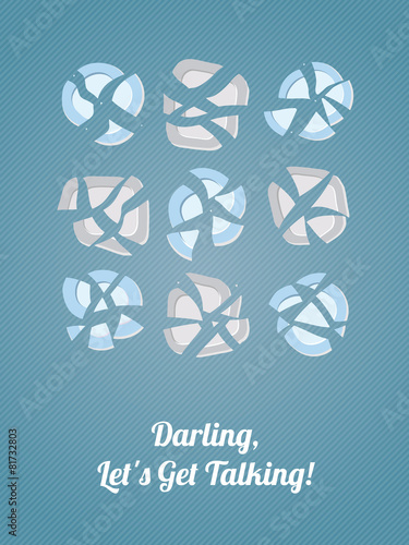 Funny postcard "Darling, Let's Get Talking!" Vector Illustration