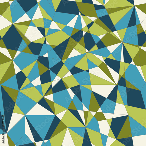 Abstract mosaic pattern with triangles. Seamless vector. Green.