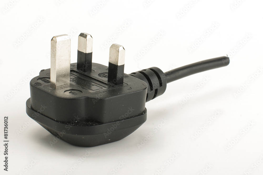 British AC grid electricity plug cut from wire British AC grid electricity plug cut from wire