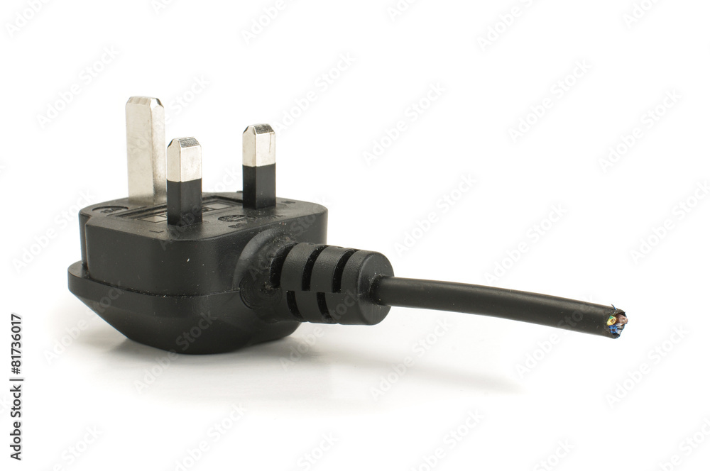 Fototapeta premium UK standard AC line plug isolated on the white background