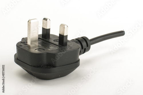 British AC grid electricity plug cut from wire photo