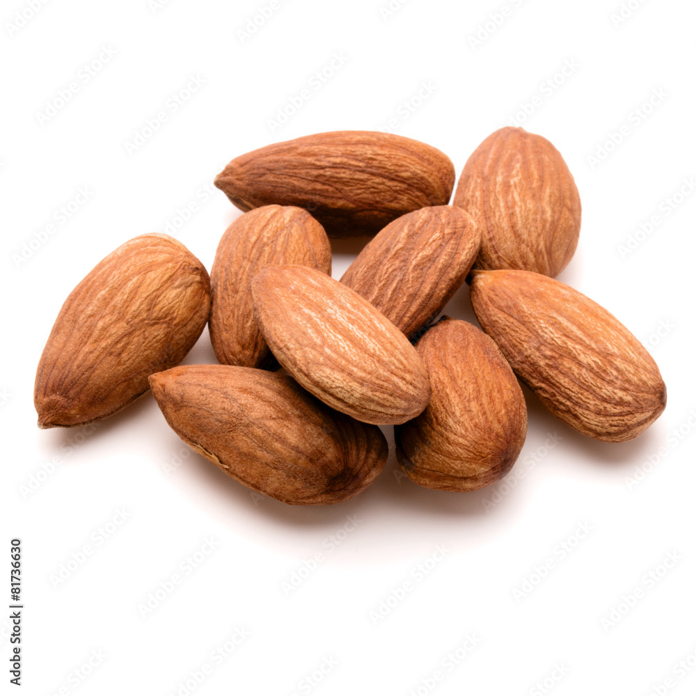 almond nuts isolated on white background close up almond nuts isolated on white background close up