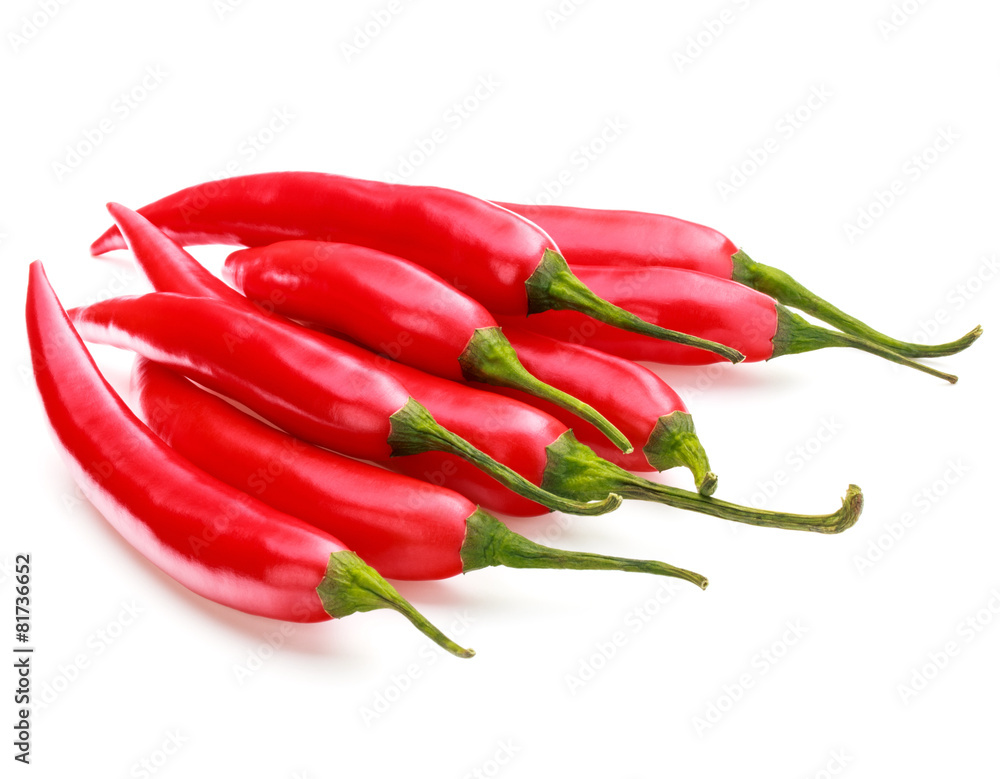 red chili or chilli cayenne pepper isolated on white  background