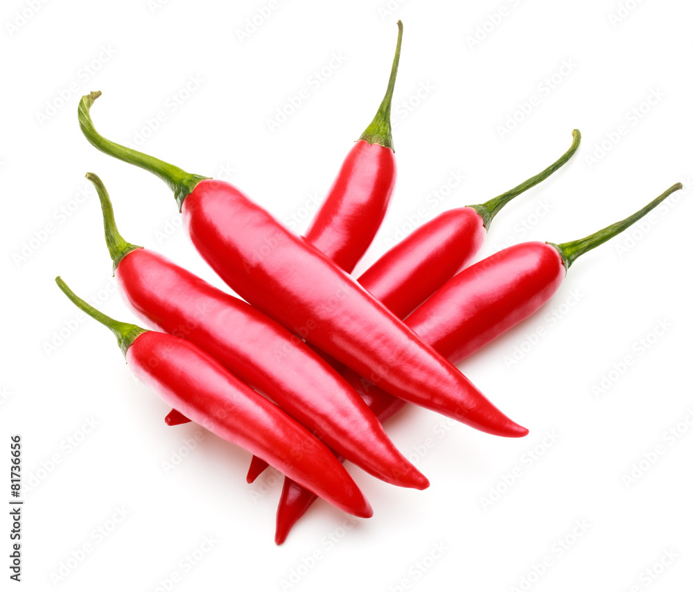 red chili or chilli cayenne pepper isolated on white  background