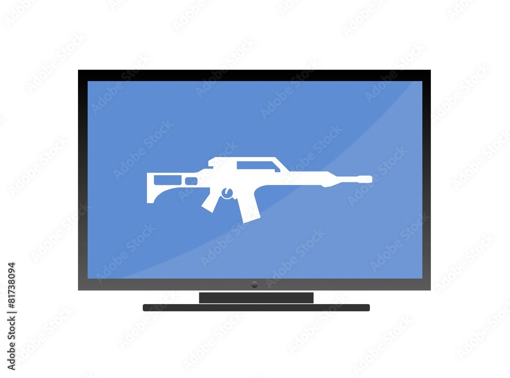 Fusil d'assaut dans un écran de télévision Fusil d'assaut dans un écran de télévision