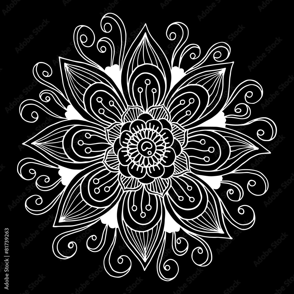 Black and white hand drawn flower Black and white hand drawn flower