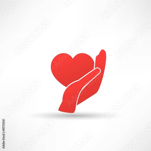 Hands and heart. Icon of kindness and charity