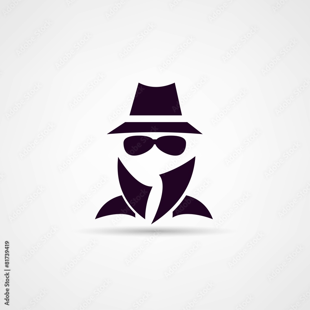 Man in suit. Secret service agent icon Man in suit. Secret service agent icon