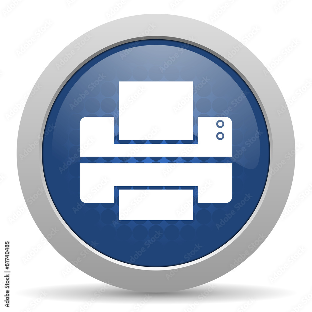 printer blue glossy web icon printer blue glossy web icon