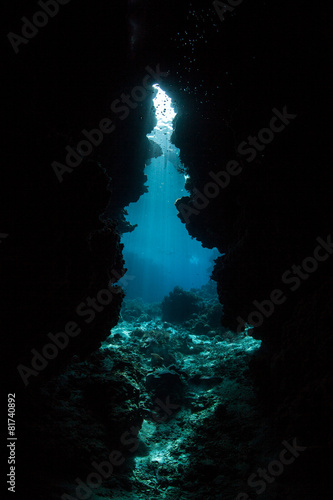 Blue Water and Underwater Cavern