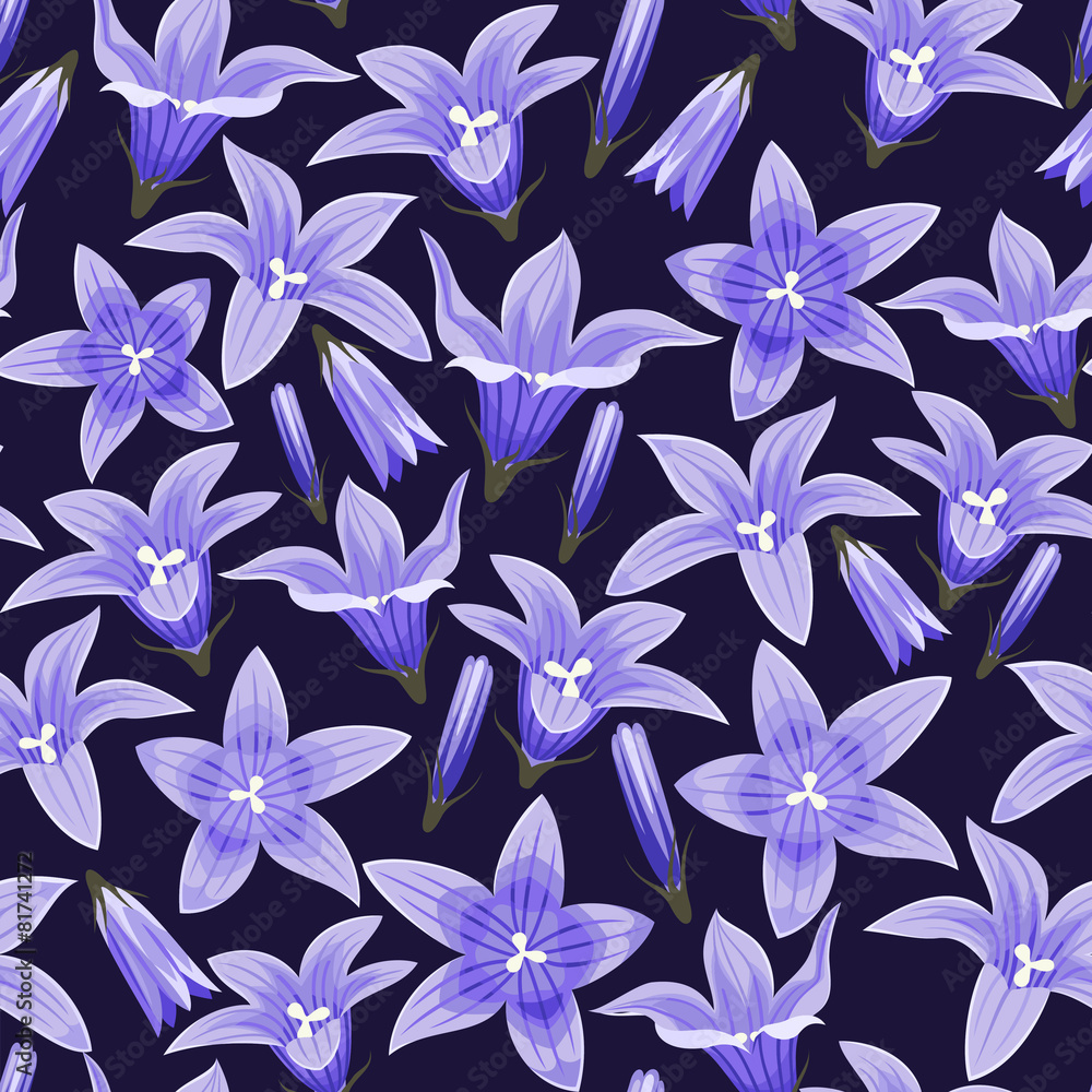 Seamless background with bellflowers Seamless background with bellflowers