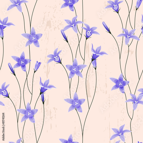 Seamless background with bellflowers