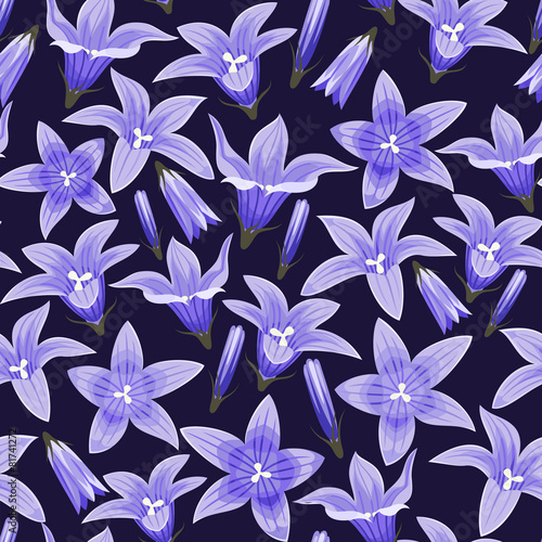 Seamless background with bellflowers
