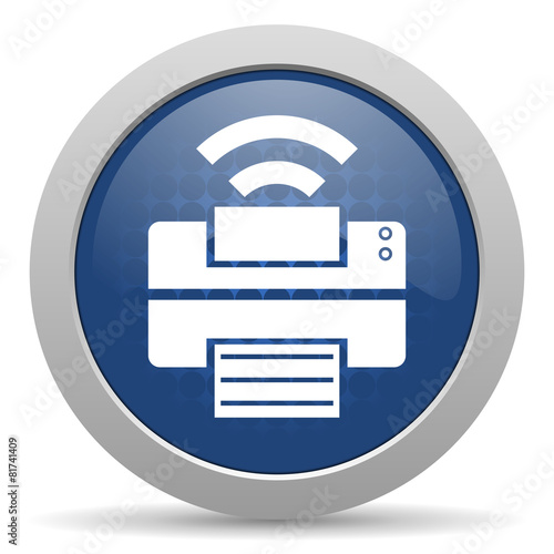 printer blue glossy web icon photo