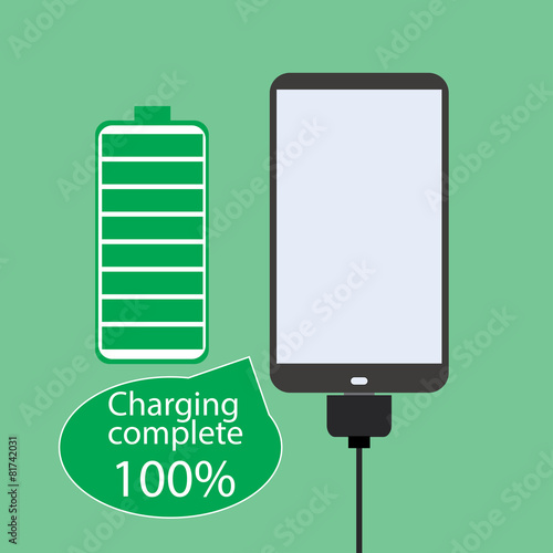 smartphone battery, flat design,
