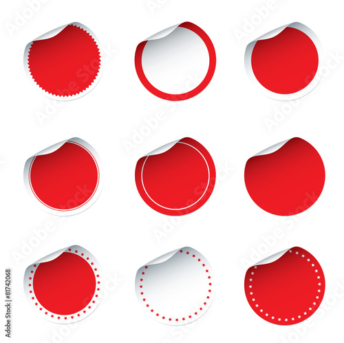 Set of red vector stickers