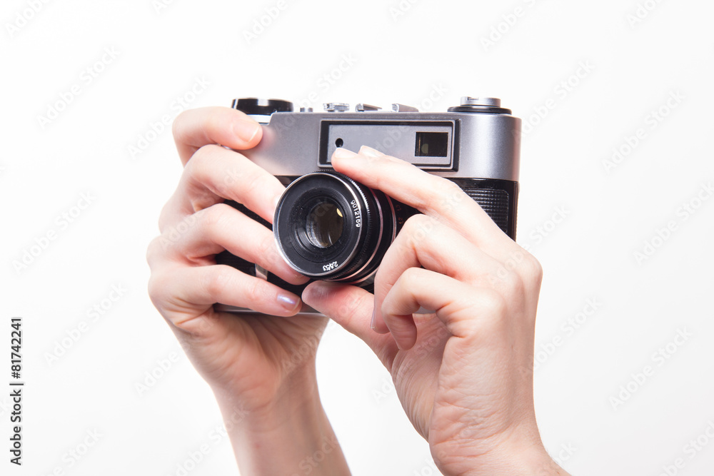 Taking photos using 35mm classic camera Taking photos using 35mm classic camera