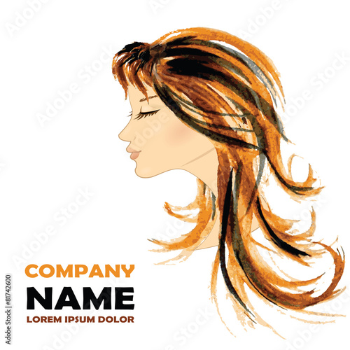 Fashion Woman with Long Hair. Vector Illustration.