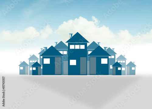 City background made of different building