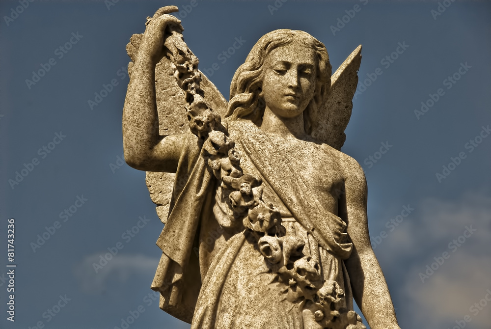 Angel Statue With Garland
