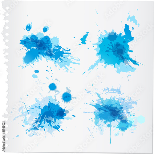 Abstract blue watercolor paint splats