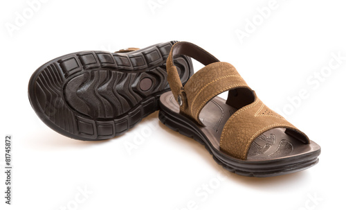 pair of brown leisure sandal on white background
