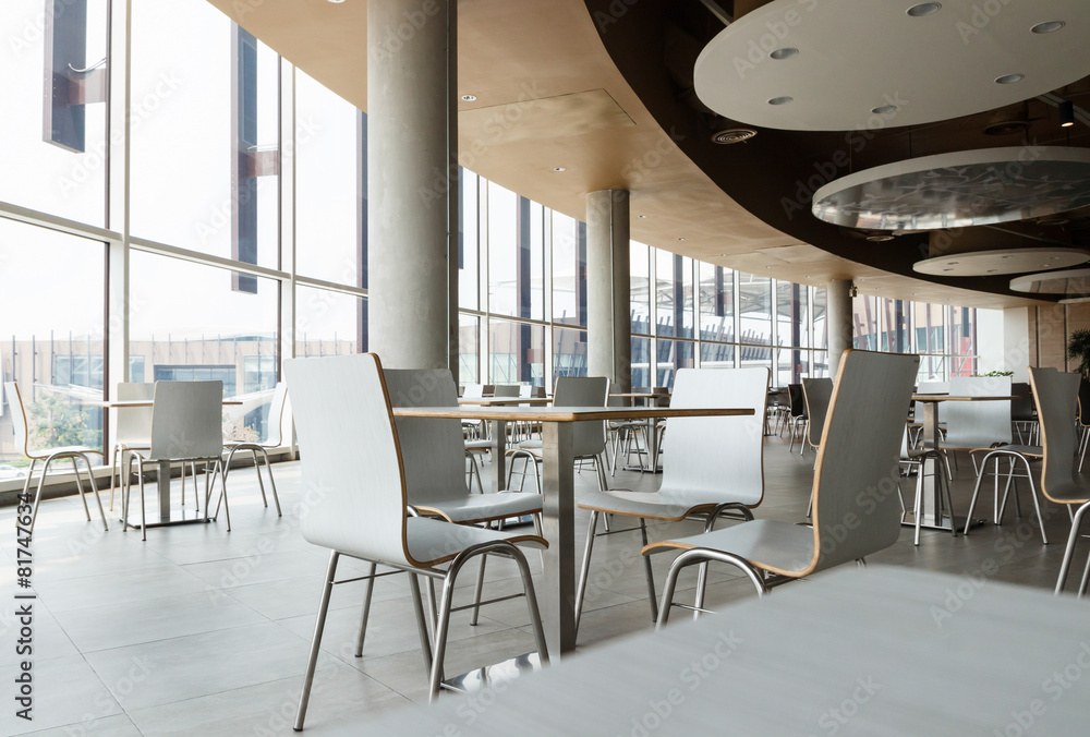 table and chair in food court