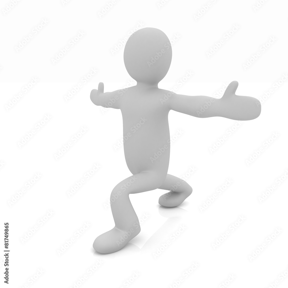 3d man isolated on white. Series: morning exercises - flexibilit 3d man isolated on white. Series: morning exercises - flexibilit