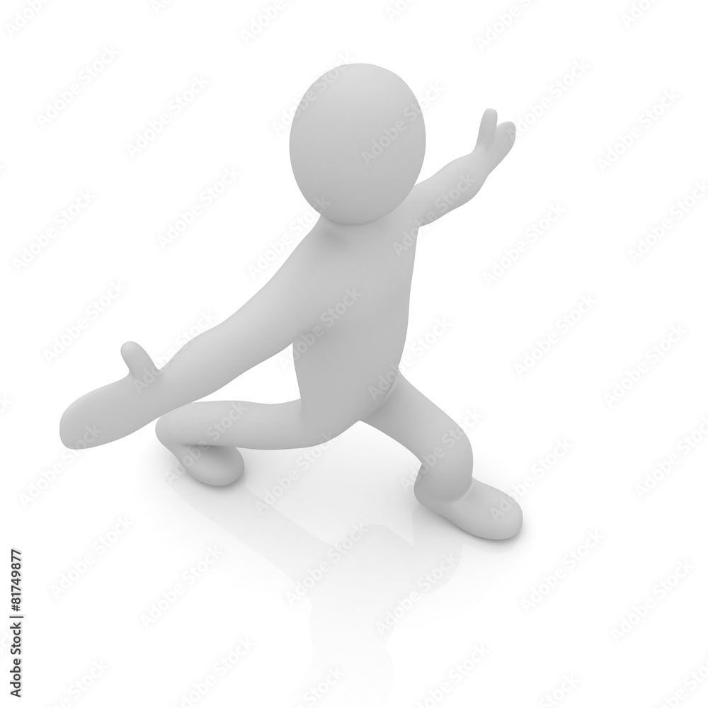 3d man isolated on white. Series: morning exercises - flexibilit 3d man isolated on white. Series: morning exercises - flexibilit