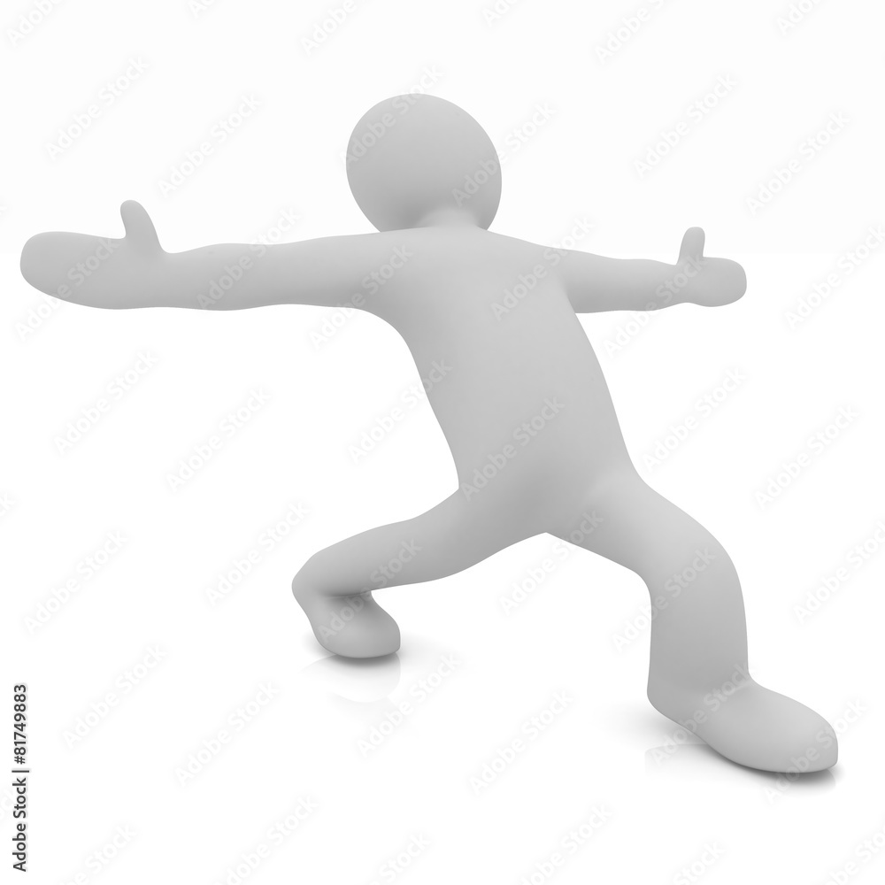 3d man isolated on white. Series: morning exercises - flexibilit 3d man isolated on white. Series: morning exercises - flexibilit