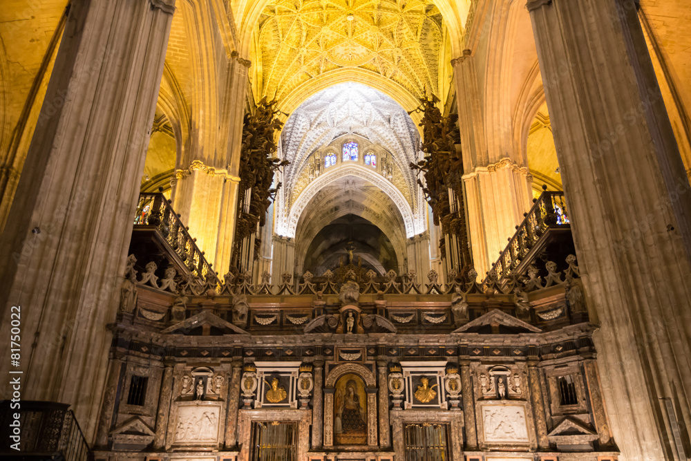 interior of Cathedral of Seville, Andalusia, Spain