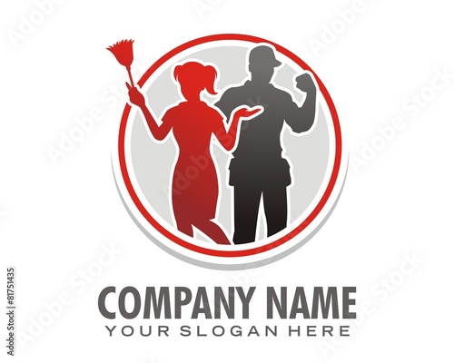 man woman partner maid assistant logo image vector
