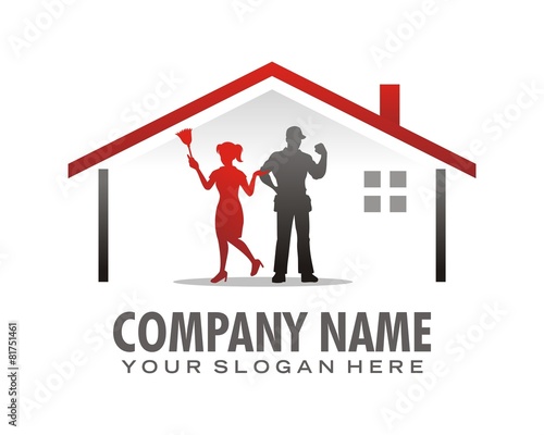 man woman partner maid assistant logo image vector