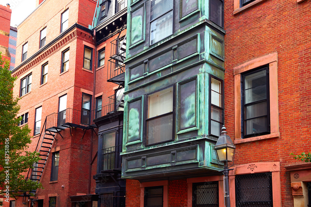 Boston Beacon Hill brick wall facades Massachusetts Boston Beacon Hill brick wall facades Massachusetts