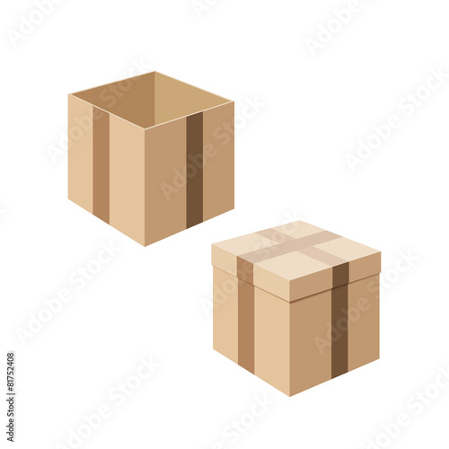 Set of cardboard boxes isolated on white background. Containers